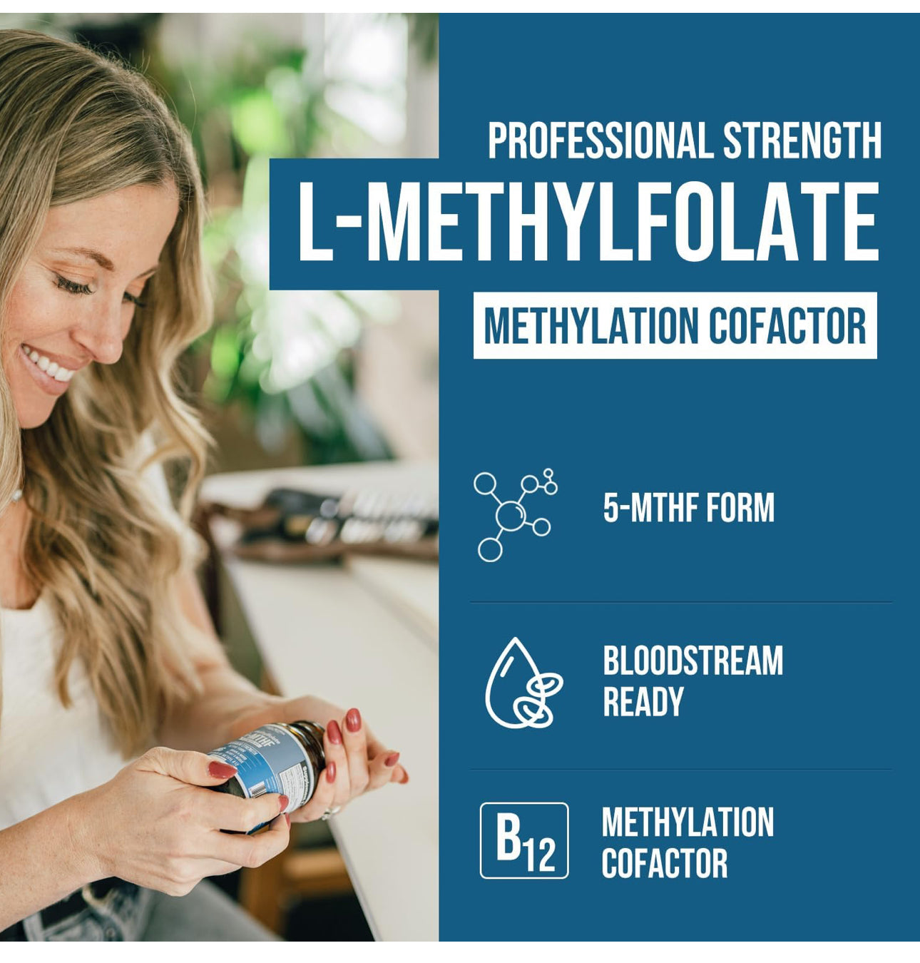 Triquetra L-MethylFolate 15mg Plus Methyl B12 Cofactor | High Potency, Active 5-MTHF Form | 60 Servings | Supports Mood, Methylation & Cognition | Bioactive Forms of Vitamin B9 & B12| 60 Capsules; Exp 07/2026