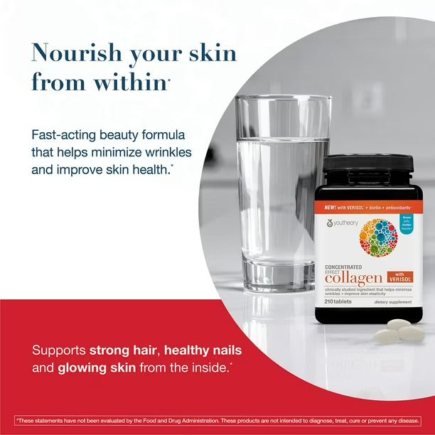 Youtheory Concentrated Effect Collagen with Verisol | 210 Tablets; Exp 07/2027