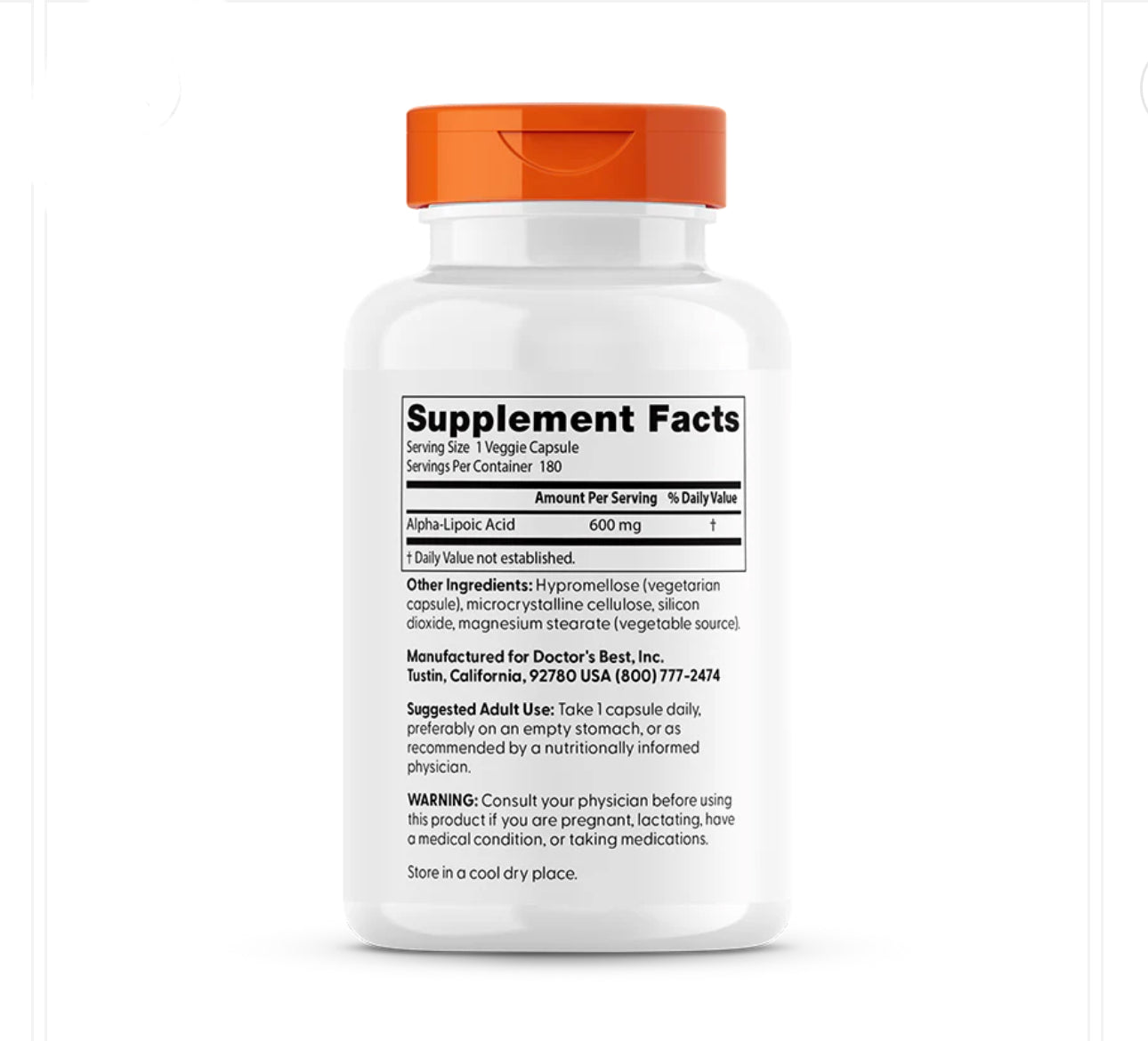Doctor's Best Alpha-Lipoic Acid 600 | Supports Antioxidant Function & Glycemic Balance | Helps Regenerate Antioxidants | 60 Capsules; Exp 01/2027