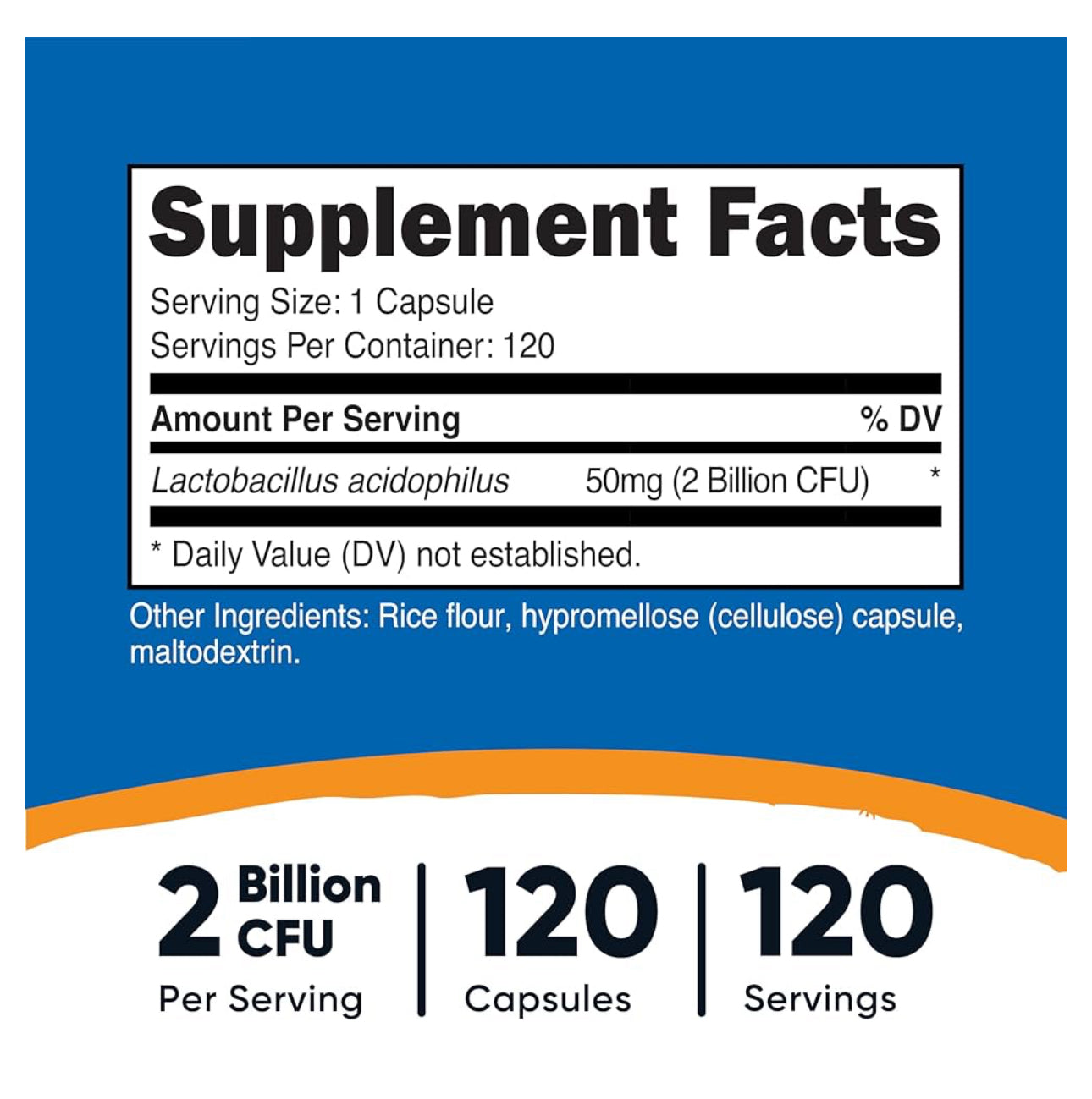 Nutricost Lactobacillus Acidophilus | 2 Billion CFU Per Serving | Maintains a Good Balance of Friendly Bacteria in the GI Tract | Promotes Gut Health | 120 Capsules; Exp 03/2026