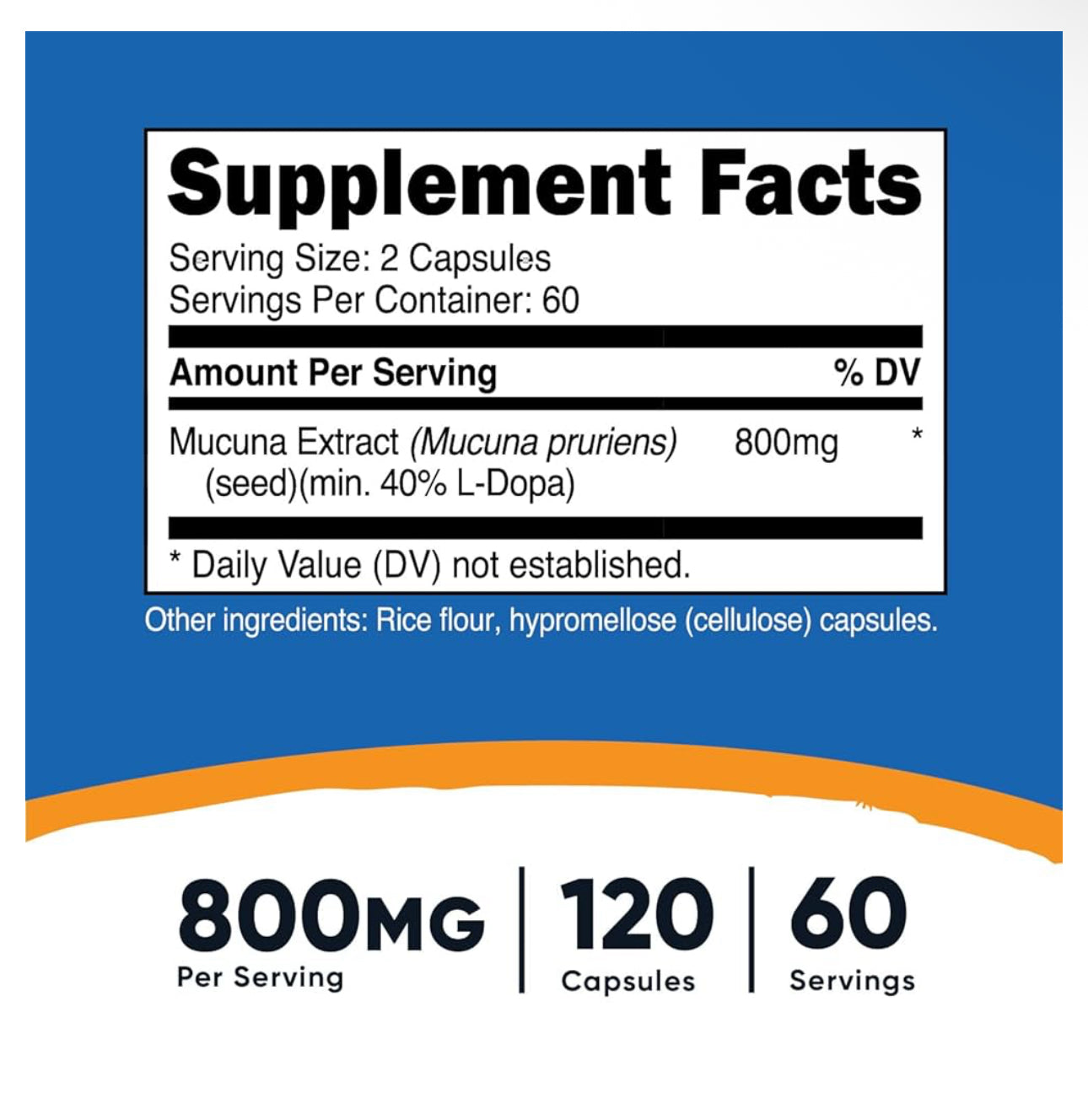 Nutricost Mucuna Pruriens 400mg | 800mg Per Serving | from Mucuna Pruriens Seed, 40% L-Dopa for Mood & Performance | Supports Normal Brain Function & A Positive Balance Mood | Improves Sex Drive | 120 Capsules; Exp 07/2026