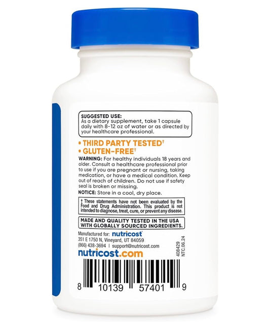 Nutricost KSM-66 Ashwagandha Root Extract 600mg | 5% Withanolides | with BioPerine | Cortisol & Stress Support | 30 Capsules; Exp 09/2028