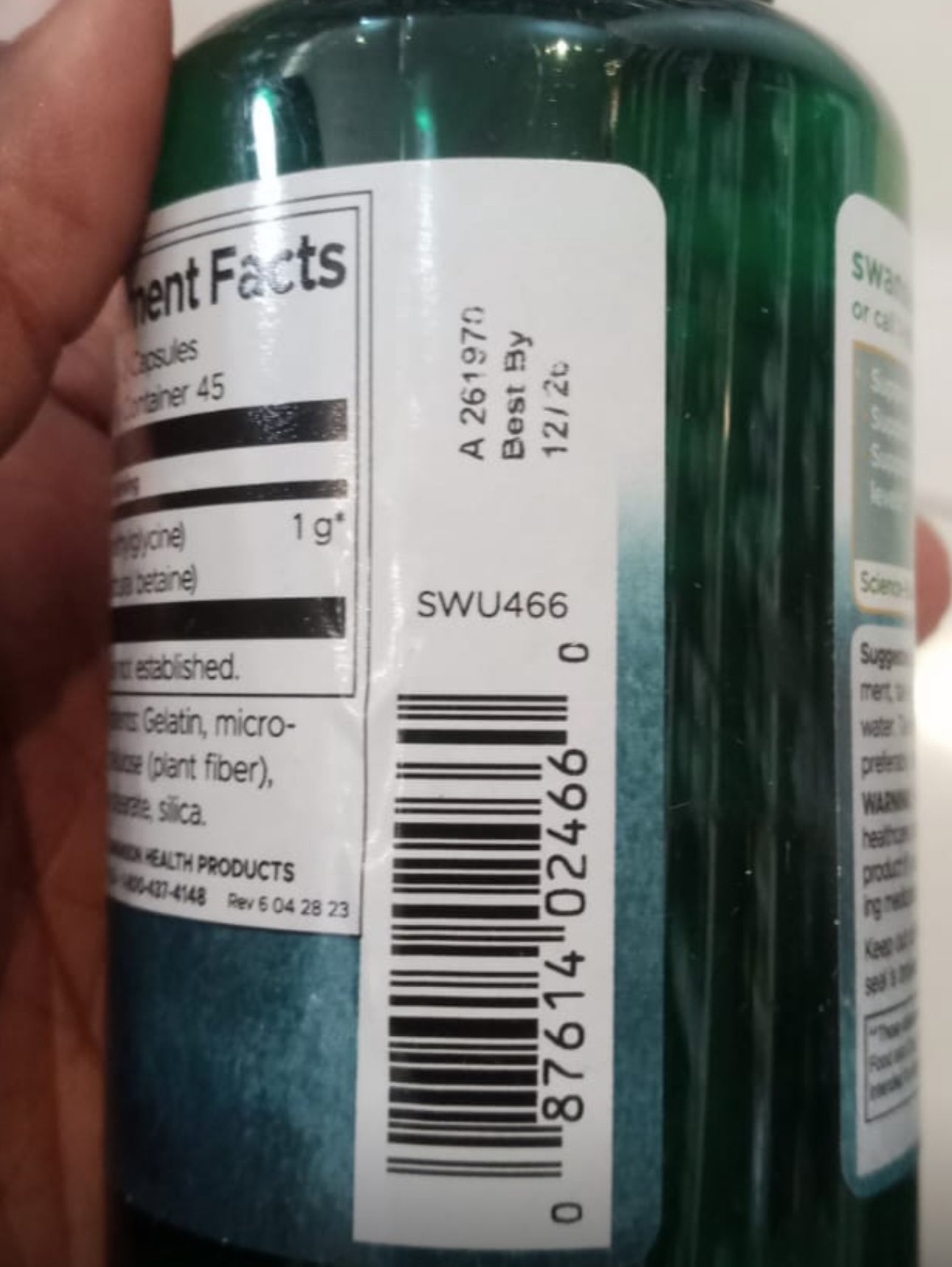 Swanson Trimethylglycine (TMG) 500mg | Betaine Anhydrous | Supports Detoxification | Promotes Healthy Liver Function
& Normal Homocysteine Levels | 90 Capsules Exp ๐จ๐ก๐๐๐๐๐ฅ (12/2026 Batch)~See last picture