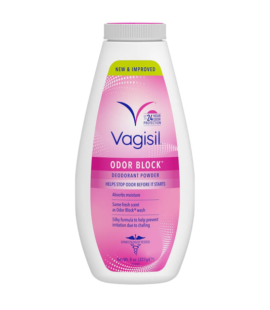 Vagisil Odor Block Deodorant Powder to Help Prevent Chafing | Talc-Free | Helps Stop Odor Before It Starts | Helps Prevent Irritation Due to Chafing | 227g (8 oz.)