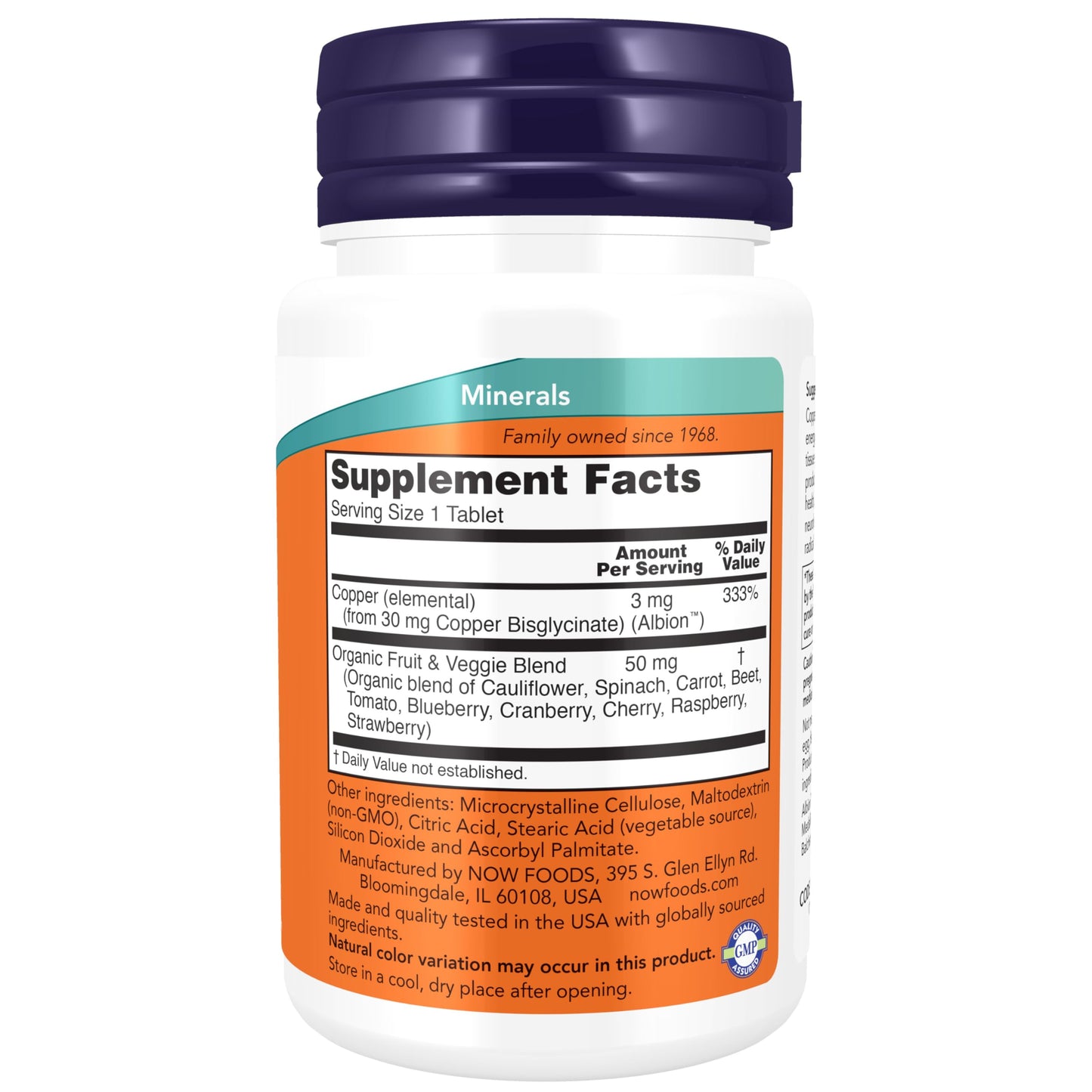 Now Copper Glycinate 3mg | Promotes Structural Health | Essential Trace Mineral | Involved in Connective Tissue Synthesis & Neurotransmitter Production | 120 Tablets Exp 06/2026