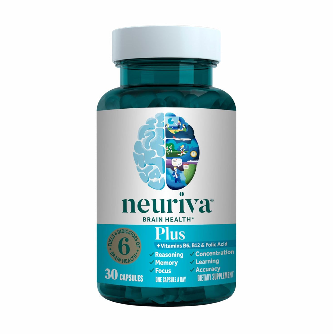 Schiff’s NEURIVA Plus | Brain Supplement for Memory and Focus with Vitamins B6, B12, Phosphatidylserine | Nootropics for Concentration for Mental Clarity, Cognitive Enhancement | 30 Capsules; Exp 07/2026