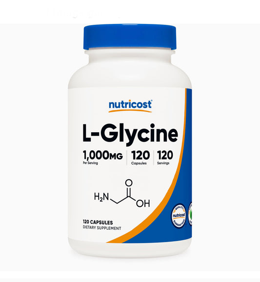 Nutricost L-Glycine 1000mg | 120 Servings | 120 Capsules; Exp 08/2027