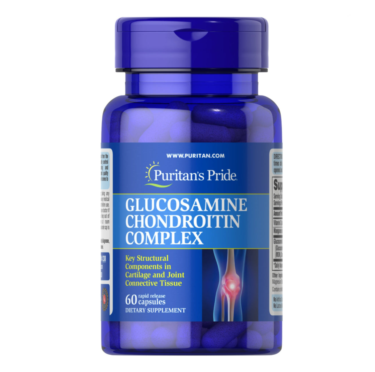 Puritan's Pride Glucosamine Chondroitin Complex | with MSM, Manganese & Vitamin C | Joint Support Formula | 60 Capsules; Exp 03/2028