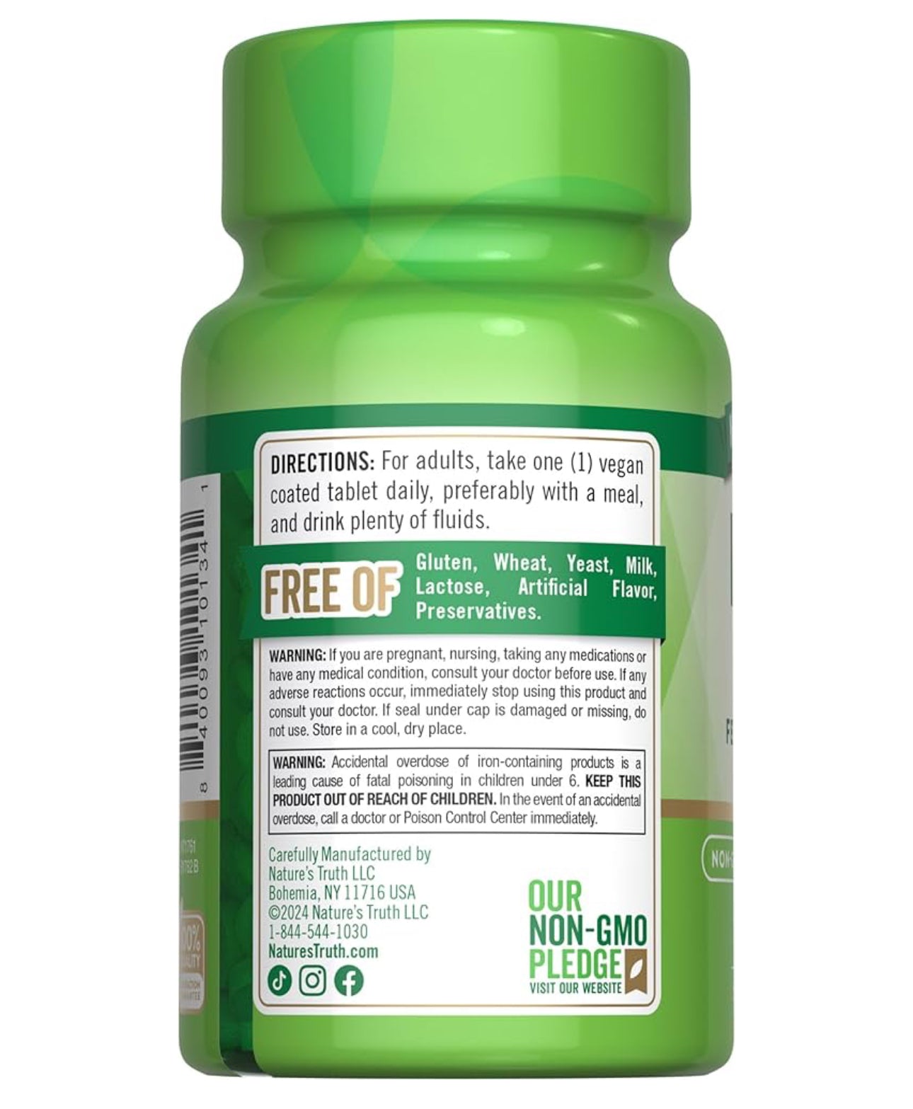 Nature's Truth Iron 65mg | 325mg Ferrous Sulfate | 120 Tablets; Exp 03/2027