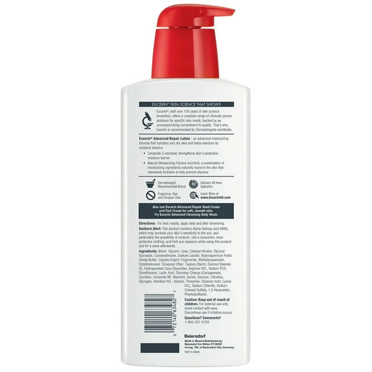 Eucerin Advanced Repair Body Lotion | Fragrance Free, 16.9 fl.oz /500ml