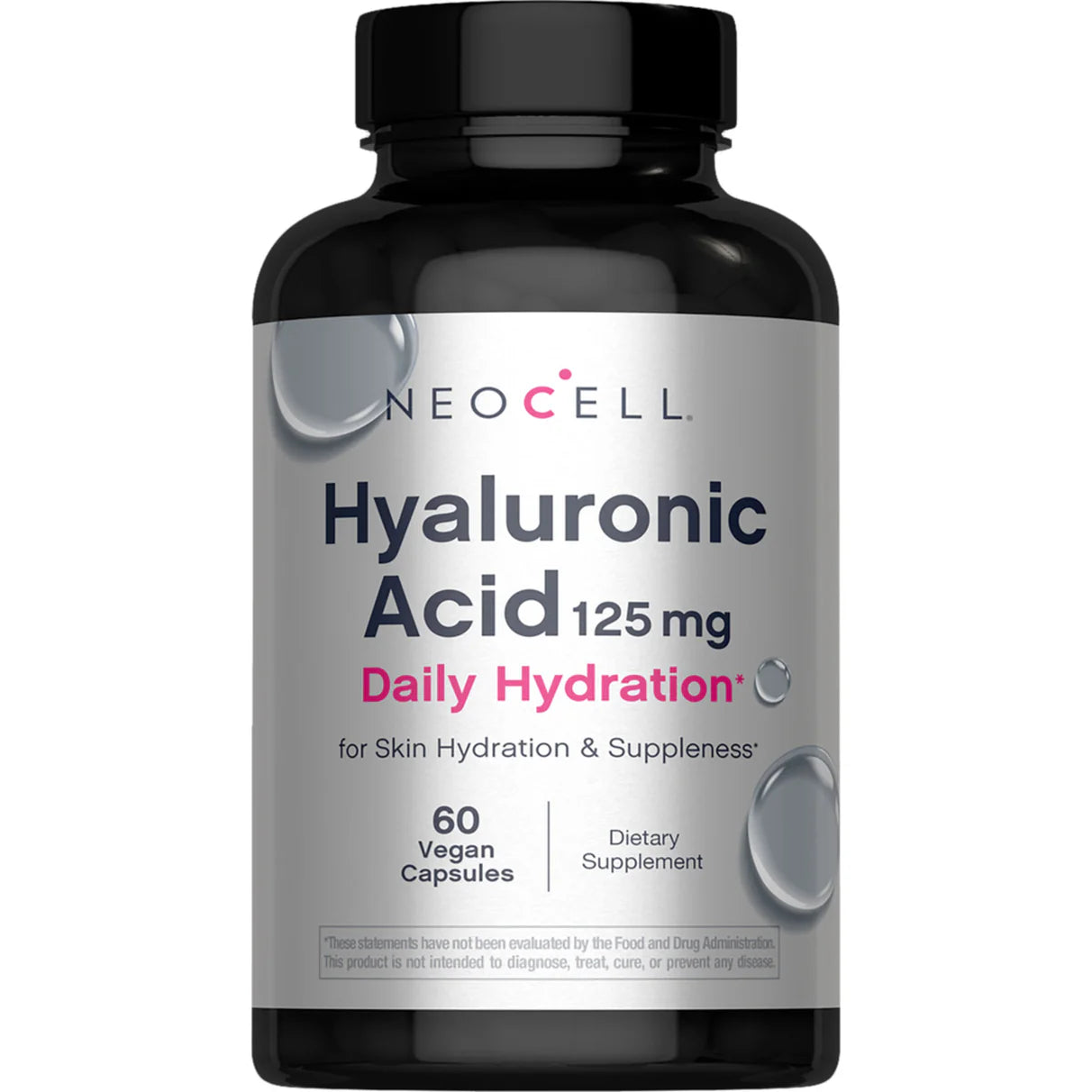 NeoCell Hyaluronic Acid 125mg Daily Hydration | 60 Day Supply | Supports Tissue Hydration | Boosts Skin Hydration & Suppleness | 60 Capsules; Exp 11/2027