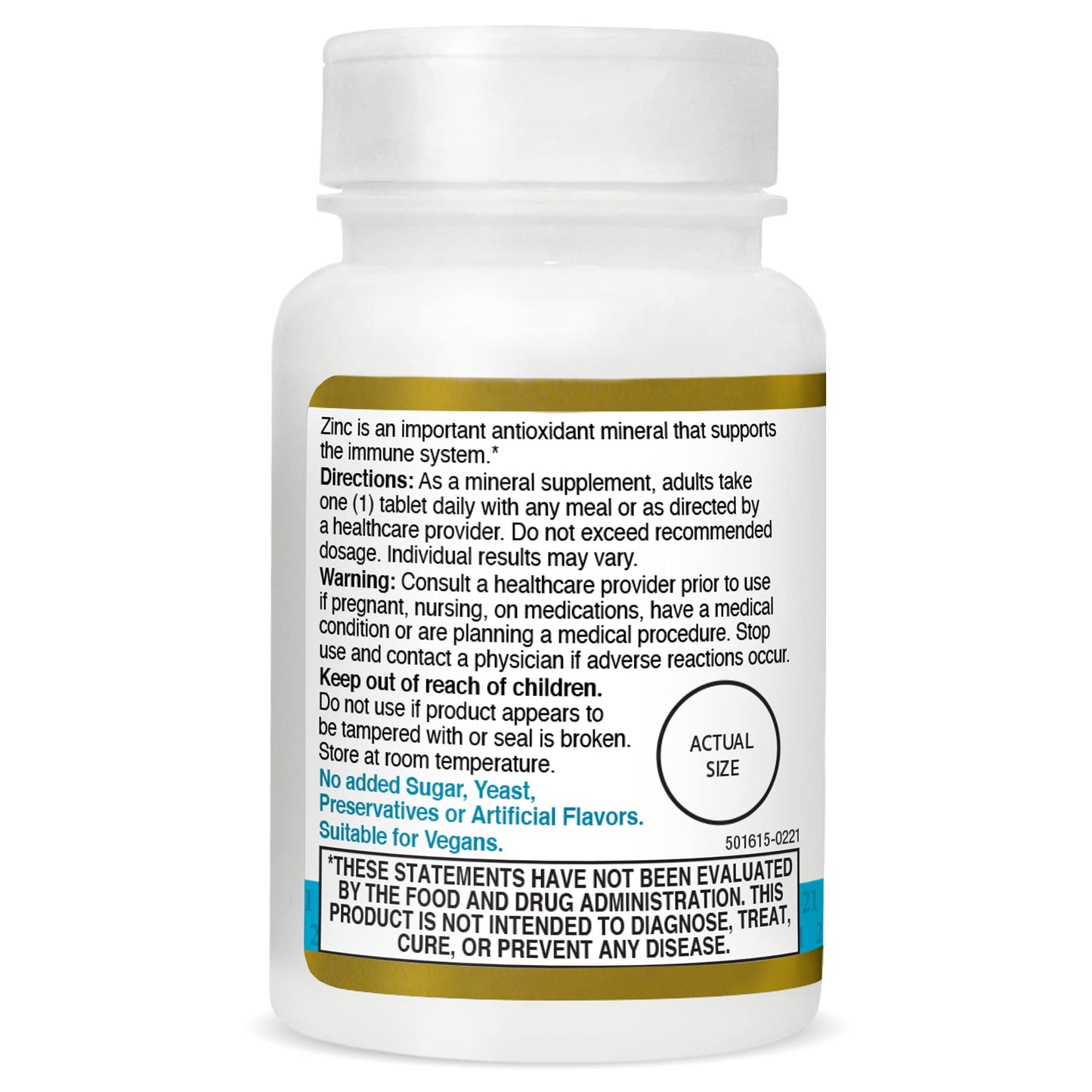21st Century Zinc Citrate 50mg | Antioxidant & Immune Support | 60 Tablets; Exp 10/2027