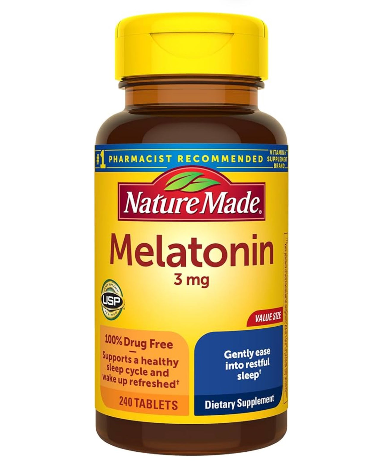 Nature Made Melatonin 3mg | 100% Drug Free Sleep Aid for Adults | 240 Tablets; Exp 06/2025