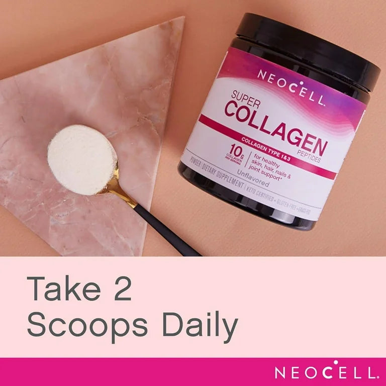 NeoCell Super Collagen Peptides, Unflavored Powder | Collagen Type 1 & 3 | 3 Times The Small Size | 21.2oz/600g; Exp 06/2026
