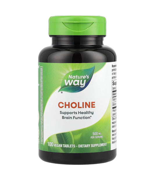 Nature's Way Choline 500mg (Choline Bitartrate) | Supports Healthy Brain Function | 100 Tablets; Exp 11/2027