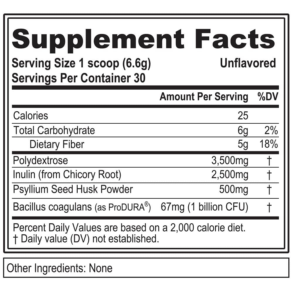 EVL FiberMode Fiber + Probiotic | Fibre | Inulin + Probiotic | Unflavored | 6.98oz/198g; Exp 06/2025