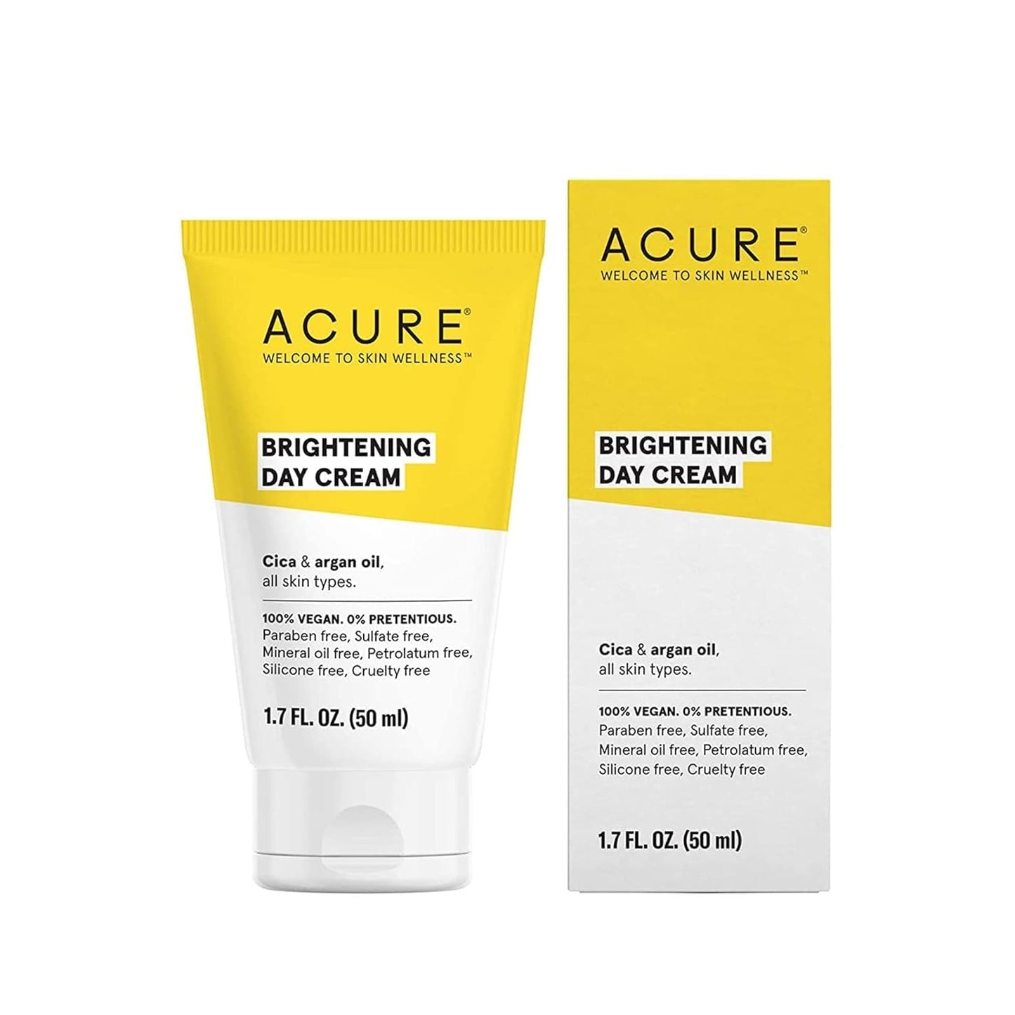 Acure Brightening Day Cream - Radiant Skin Day Cream with Cica & Argan Oil | Moisturizes & Evens Skin Tone | 1.7oz/50ml - Ome's Beauty Mart