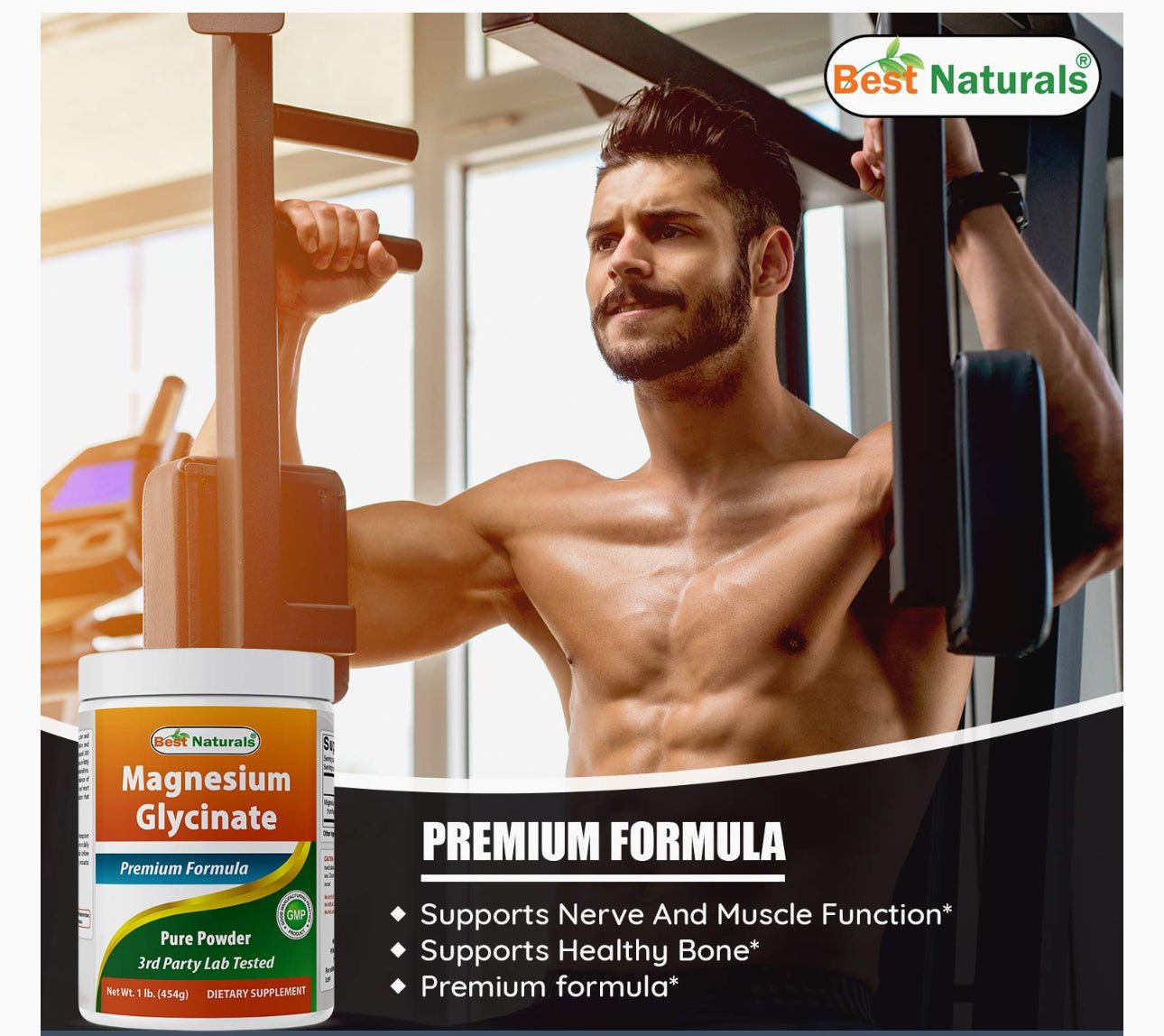 Best Naturals Magnesium Glycinate Powder 750mg (per Serving) | 605 Servings | Supports Nerve & Muscle Function | Supports Healthy Bones | Great for Couples | Unflavored- 1Lb/454g Exp 10/2026 - Ome's Beauty Mart