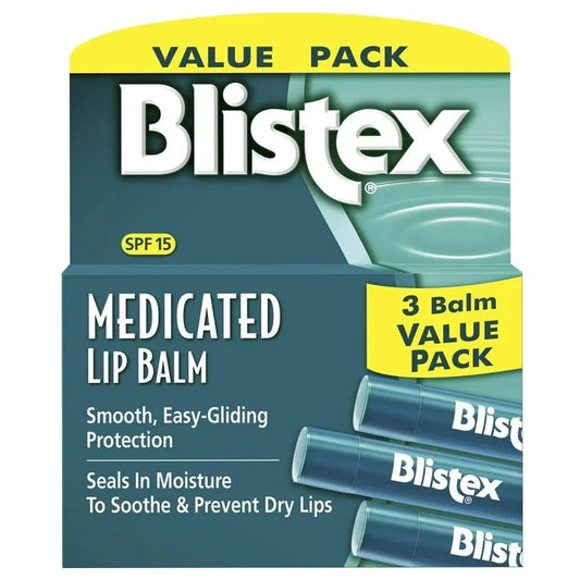 Blistex Medicated Lip Balm with SPF 15 Sun Protection | Prevent Dryness & Chapping | 0.15 oz Pack of 3 Exp 03/2025 - Ome's Beauty Mart