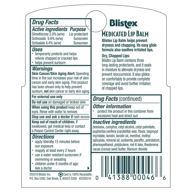 Blistex Medicated Lip Balm with SPF 15 Sun Protection | Prevent Dryness & Chapping | 0.15 oz Pack of 3 Exp 08/2024 - Ome's Beauty Mart
