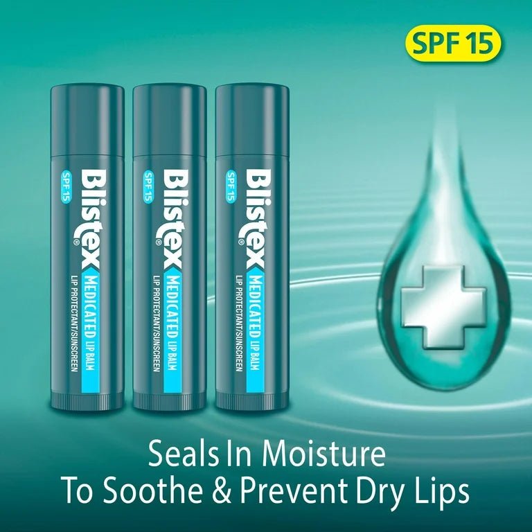 Blistex Medicated Lip Balm with SPF 15 Sun Protection | Prevent Dryness & Chapping | 0.15 oz Pack of 3 Exp 08/2024 - Ome's Beauty Mart