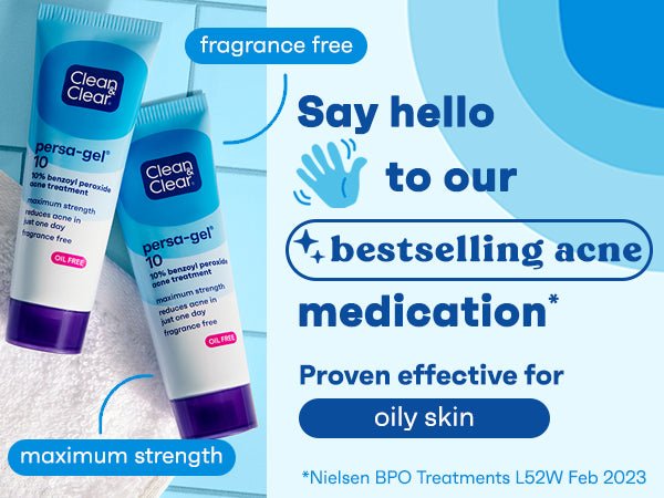 Clean & Clear Persa-Gel 10 Oil-Free Acne Spot Treatment | Maximum Strength 10% Benzoyl Peroxide | Topical Pimple Cream & Acne Gel Medication for Face Acne 1oz/30ml Exp 10/2025 - Ome's Beauty Mart