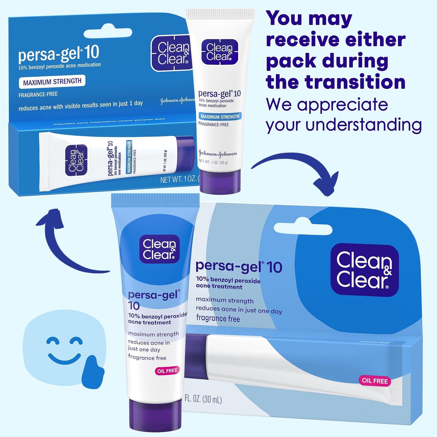 Clean & Clear Persa-Gel 10 Oil-Free Acne Spot Treatment | Maximum Strength 10% Benzoyl Peroxide | Topical Pimple Cream & Acne Gel Medication for Face Acne 1oz/30ml Exp 10/2025 - Ome's Beauty Mart