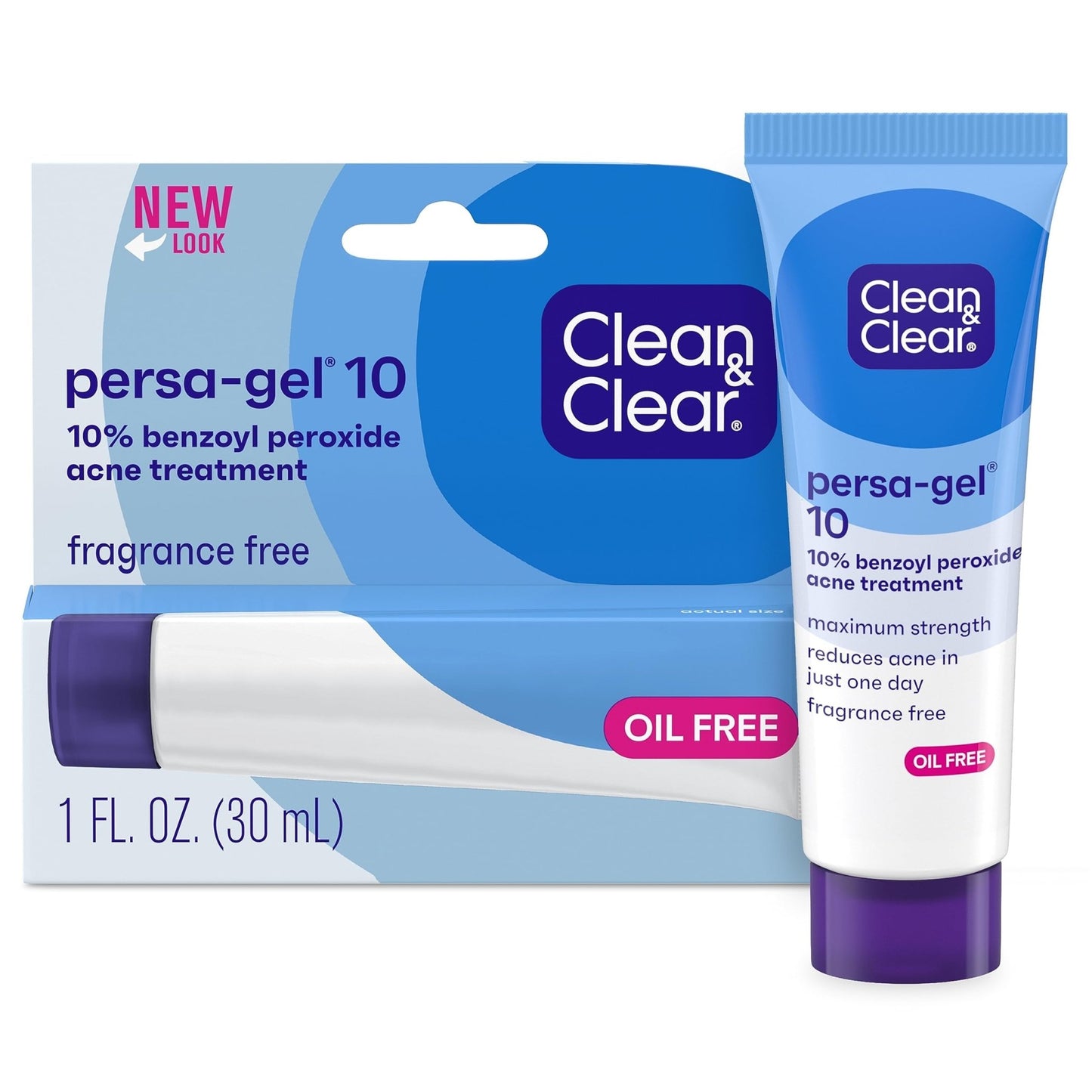 Clean & Clear Persa-Gel 10 Oil-Free Acne Spot Treatment | Maximum Strength 10% Benzoyl Peroxide | Topical Pimple Cream & Acne Gel Medication for Face Acne 1oz/30ml Exp 10/2025 - Ome's Beauty Mart