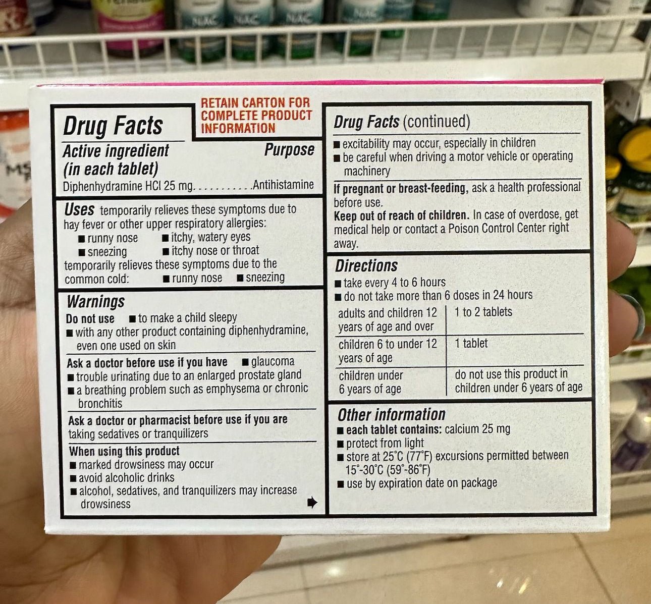 DG Health Allergy Relief Diphenhydramine HCL 25mg Antihistamine | Similar to Benadryl Allergy Ultratab Tablets | 24 Tablets Exp 06/2026 - Ome's Beauty Mart