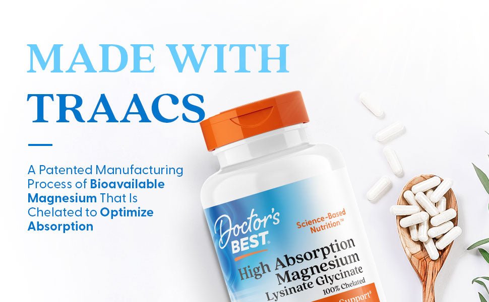 Doctor's Best High Absorption Magnesium | Magnesium Lysinate Glycinate Chelate | 100% Chelated | 200mg Magnesium per Serving | 120 Capsules Exp Oct/2026 (New look) - Ome's Beauty Mart