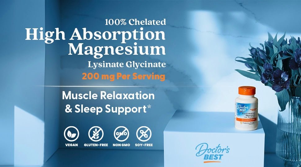 Doctor's Best High Absorption Magnesium | Magnesium Lysinate Glycinate Chelate | 100% Chelated | 200mg Magnesium per Serving | 120 Capsules Exp Oct/2026 (New look) - Ome's Beauty Mart