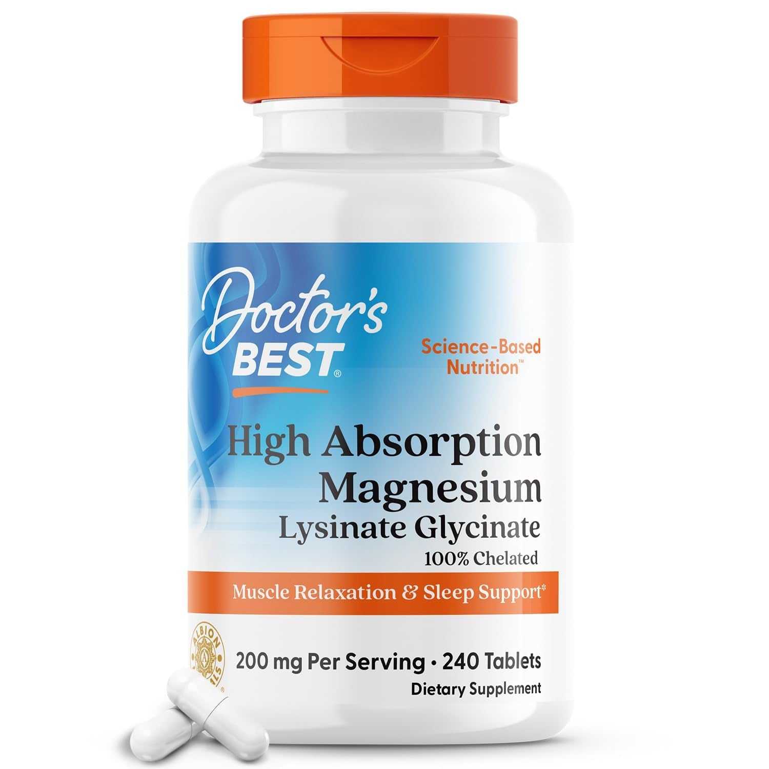 Doctor's Best High Absorption Magnesium | Magnesium Lysinate Glycinate Chelate | 100% Chelated | 200mg Magnesium per Serving | 240 Capsules Exp Nov/2026 (New look) - Ome's Beauty Mart