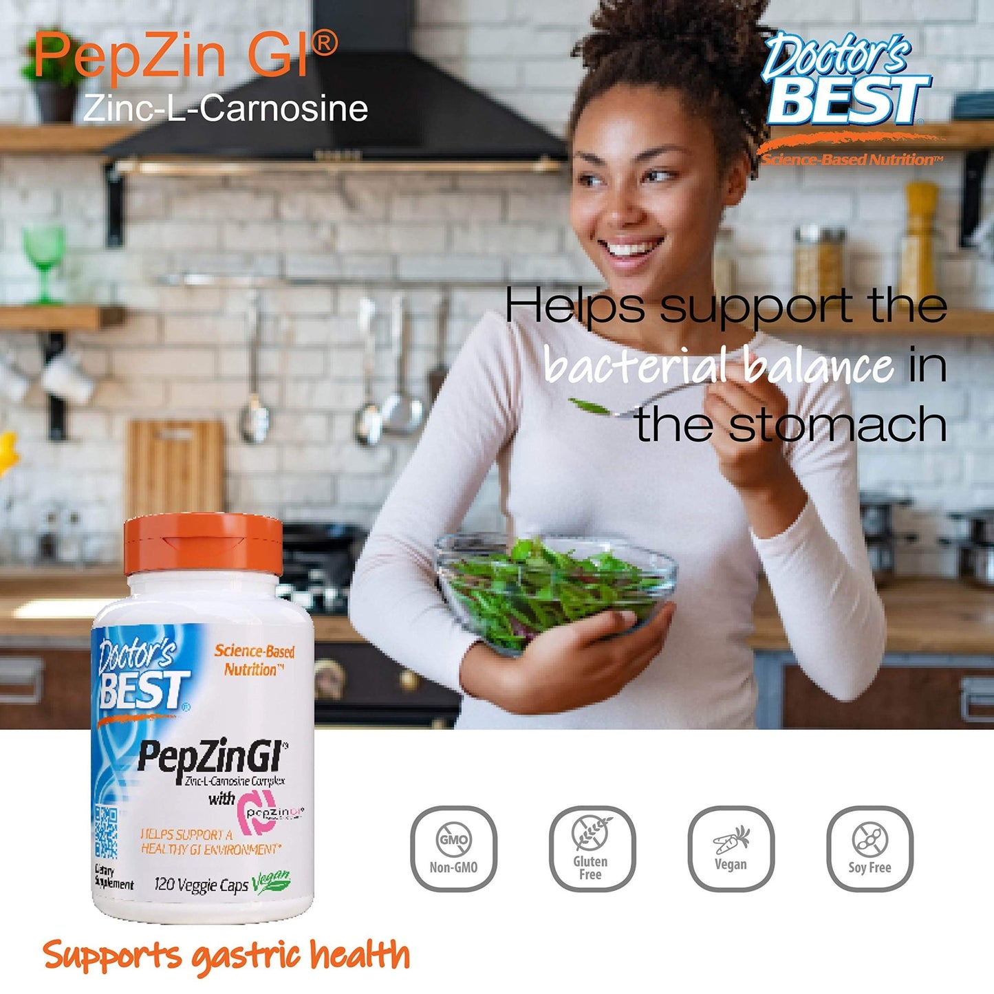 Doctor's Best PepZin GI Zinc - L - Carnosine Complex | Digestive Support | 120 Veggie Caps Exp Aug/2026 - Ome's Beauty Mart