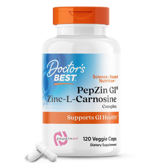 Doctor's Best PepZin GI Zinc - L - Carnosine Complex | Digestive Support | 120 Veggie Caps Exp Aug/2026 - Ome's Beauty Mart