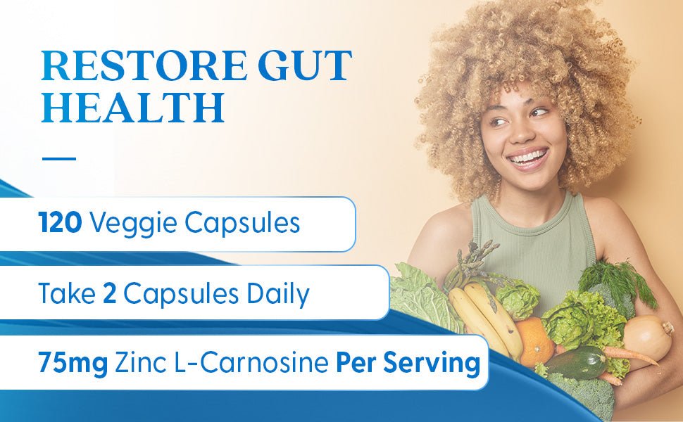 Doctor's Best PepZin GI Zinc - L - Carnosine Complex | Digestive Support | 120 Veggie Caps Exp Aug/2026 - Ome's Beauty Mart