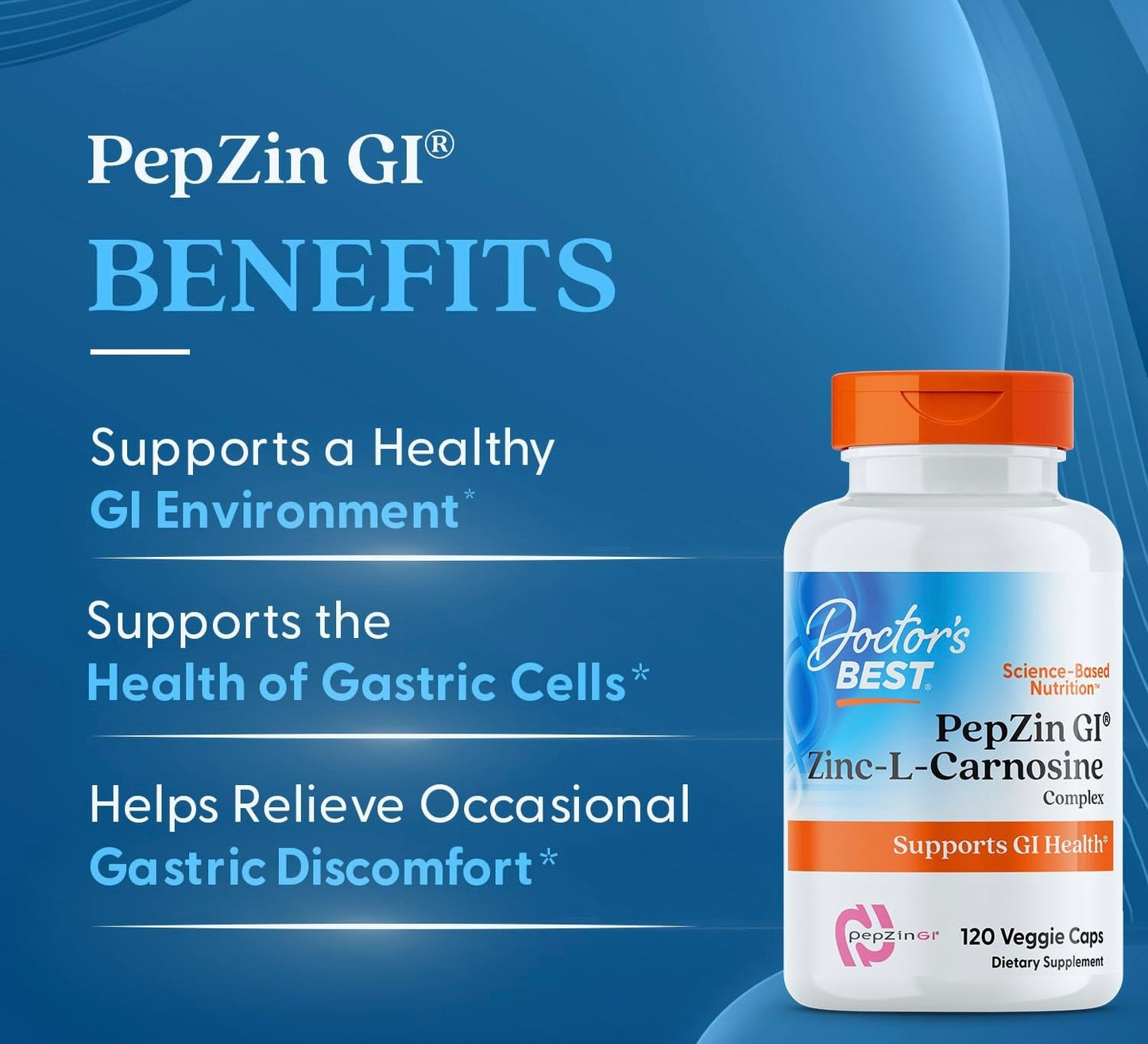 Doctor's Best PepZin GI Zinc - L - Carnosine Complex | Digestive Support | 120 Veggie Caps Exp Aug/2026 - Ome's Beauty Mart