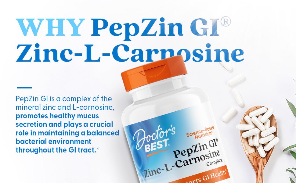 Doctor's Best PepZin GI Zinc - L - Carnosine Complex | Digestive Support | 120 Veggie Caps Exp Aug/2026 - Ome's Beauty Mart