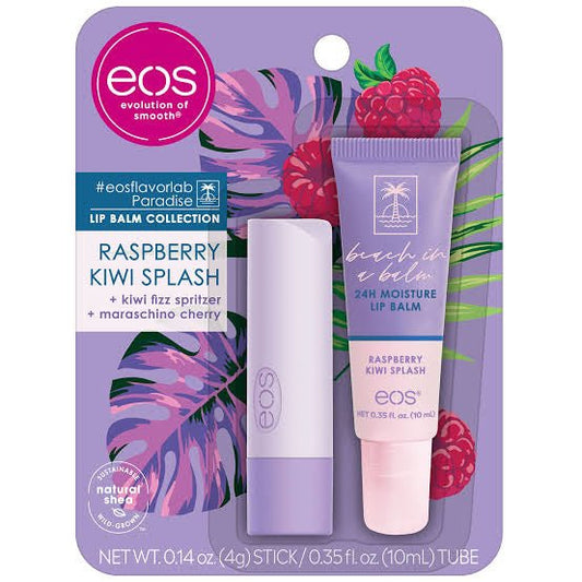 eos FlavorLab Lip Balm- Raspberry Kiwi Splash | Overnight Lip Mask and Lip Moisturizer | 24HR Hydration | 2 Piece Set(Pack of 1) - Ome's Beauty Mart