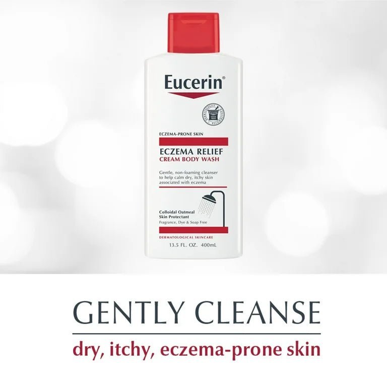 Eucerin Eczema Relief Cream Body Wash, Fragrance Free, 13.5fl.oz/400ml Exp 02/2025 - Ome's Beauty Mart