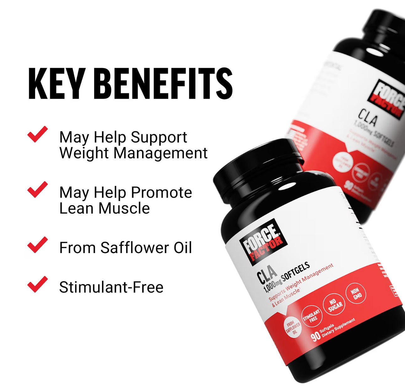 FORCE FACTOR CLA 3000mg (Conjugated Linoleic Acid) | Support Weight Management, Body Composition and Lean Muscle Mass | Reduces Cravings | 90 Softgels Exp 11/2026 - Ome's Beauty Mart