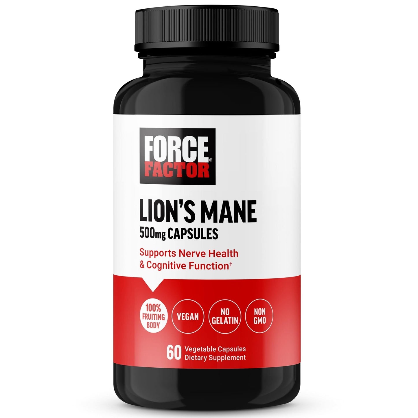 Force Factor Lion’s Mane 500mg Capsules | Improves Memory & Focus | Supports Nerve Health & Cognitive Function | 100% Fruiting Body | 60 Capsules Exp 03/2027 - Ome's Beauty Mart