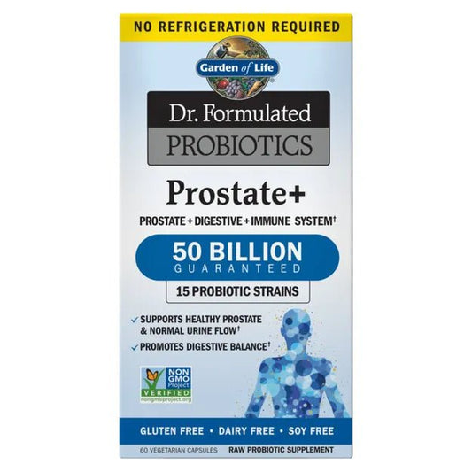 Garden of Life Dr. Formulated Probiotics Prostate+ - Acidophilus and Probiotic | Supports Healthy Prostate and Digestive Balance | 60 Capsules Exp 02/2026 - Ome's Beauty Mart