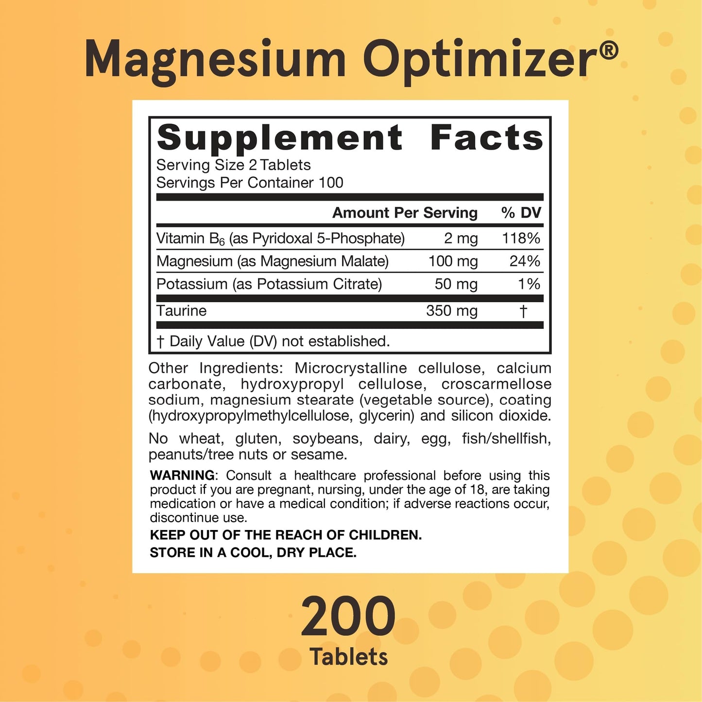 Jarrow Formulas Magnesium Optimizer | Magnesium Malate, Potassium Citrate, Taurine & Vitamin B6 | Supports Bone Health | Improves Sleep & Muscle Relaxation | 200 Tablets Exp 06/2026 - Ome's Beauty Mart