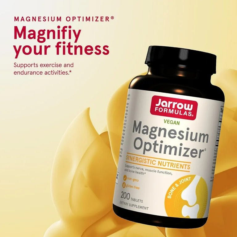Jarrow Formulas Magnesium Optimizer | Magnesium Malate, Potassium Citrate, Taurine & Vitamin B6 | Supports Bone Health | Improves Sleep & Muscle Relaxation | 200 Tablets Exp 06/2026 - Ome's Beauty Mart