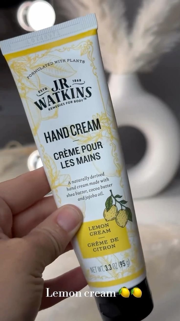J.R. Watkins Natural Moisturizing Hand Cream | Formulated with Plants | Lemon Cream, 3.3oz (95g) - Ome's Beauty Mart