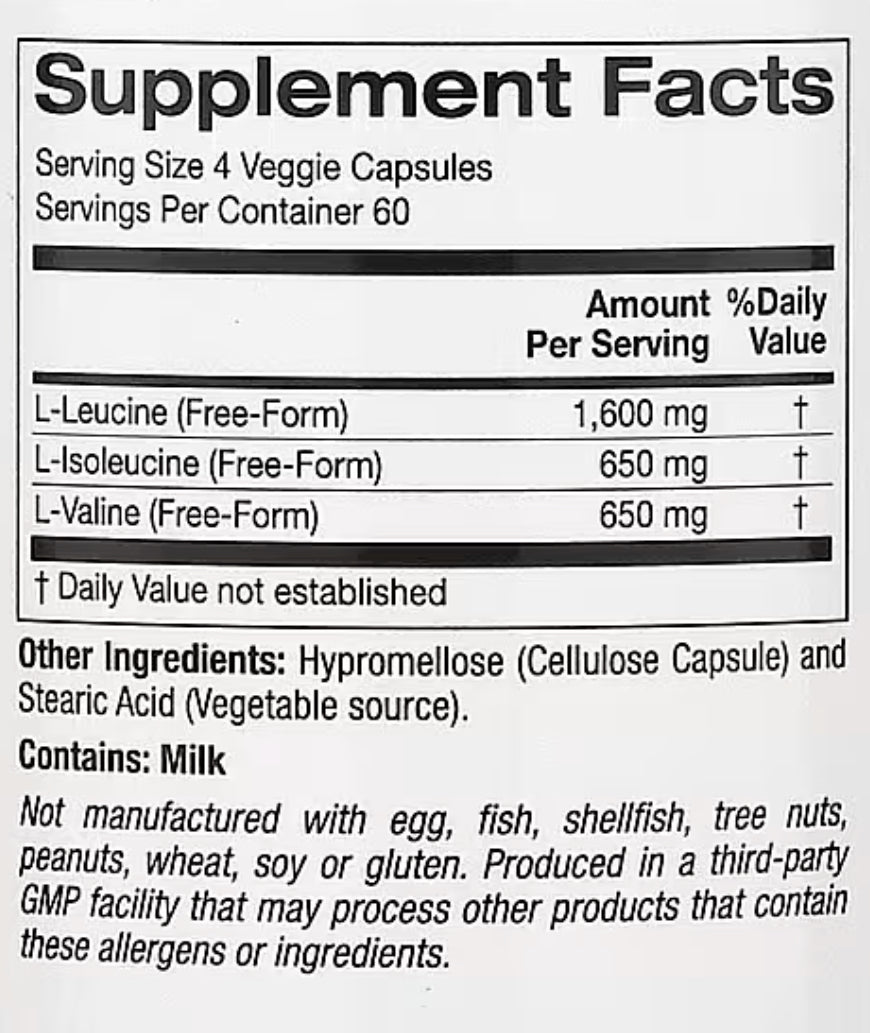 Lake Avenue Nutrition Branched - Chain Amino Acids | L - Leucine, L - Isoleucine, and L - Valine | 240 Veggie Capsules Exp 03/2028 - Ome's Beauty Mart