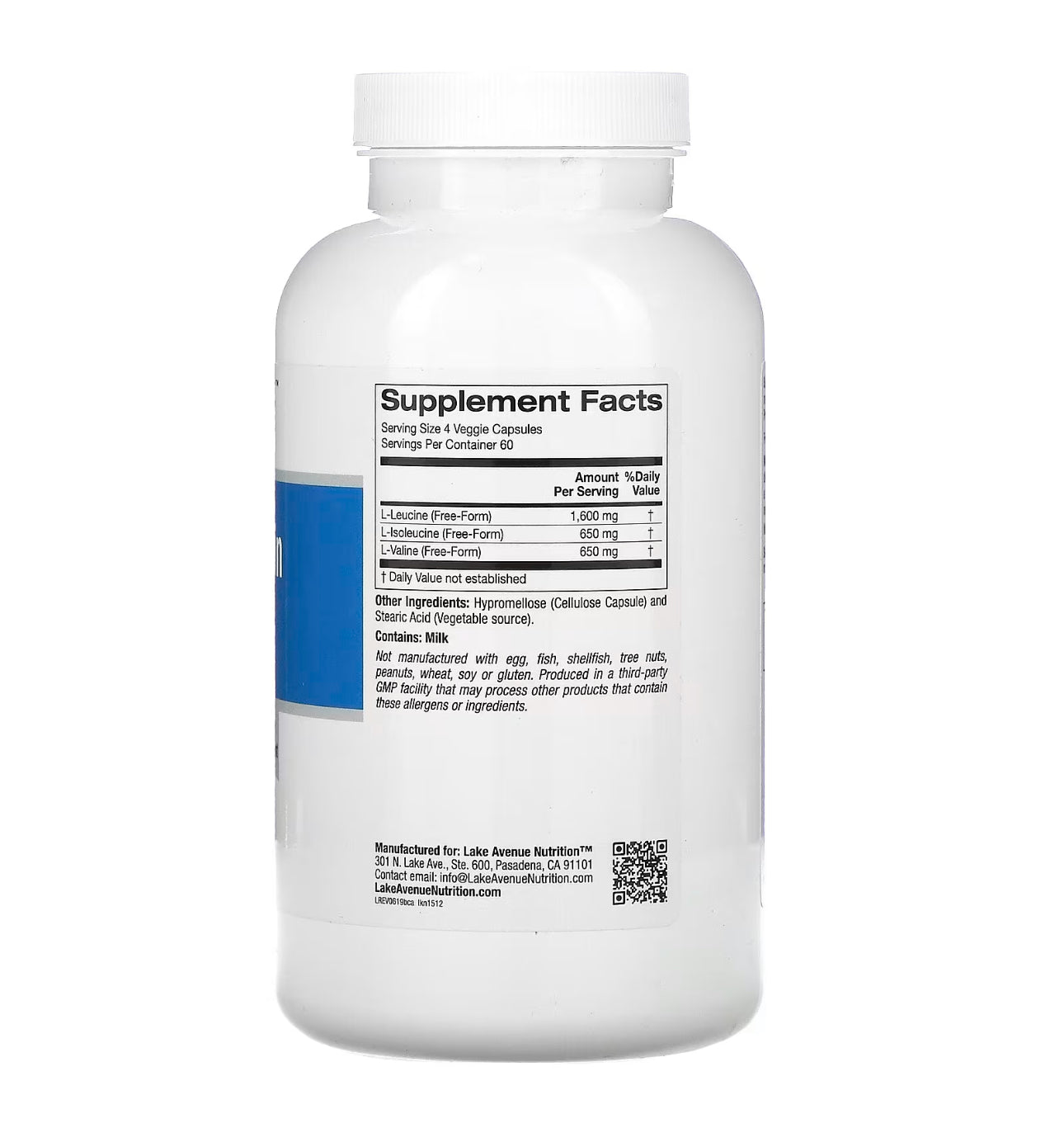 Lake Avenue Nutrition Branched - Chain Amino Acids | L - Leucine, L - Isoleucine, and L - Valine | 240 Veggie Capsules Exp 03/2028 - Ome's Beauty Mart
