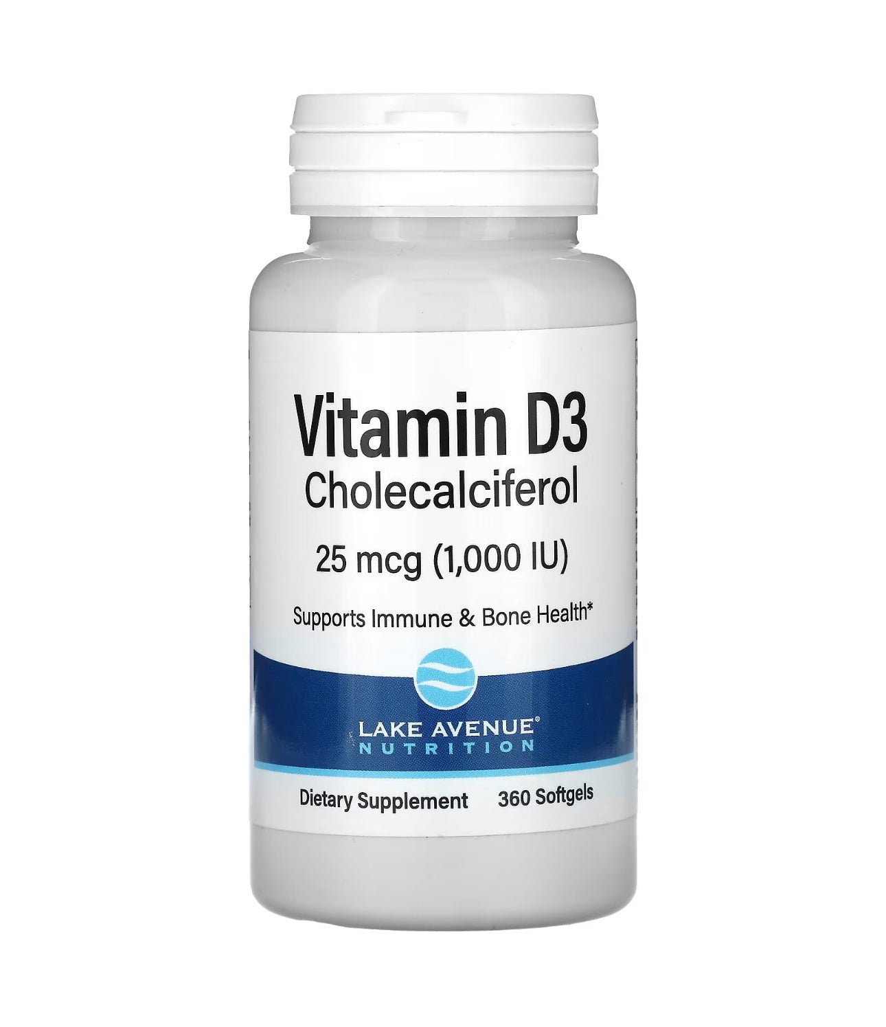 Lake Avenue Vitamin D3 Cholecalciferol 1000 iu (25mcg) | 1 Year Supply | 360 Softgels Exp 04/2028 - Ome's Beauty Mart