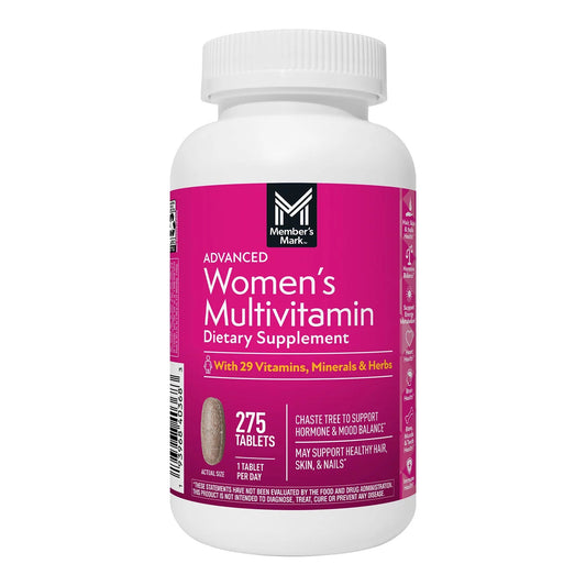 Member's Mark Advanced Women's Multivitamin | With 29 Vitamins, Minerals & Herbs | Over 9 Months Dosages | 275 Tablets Exp 06/2026 - Ome's Beauty Mart