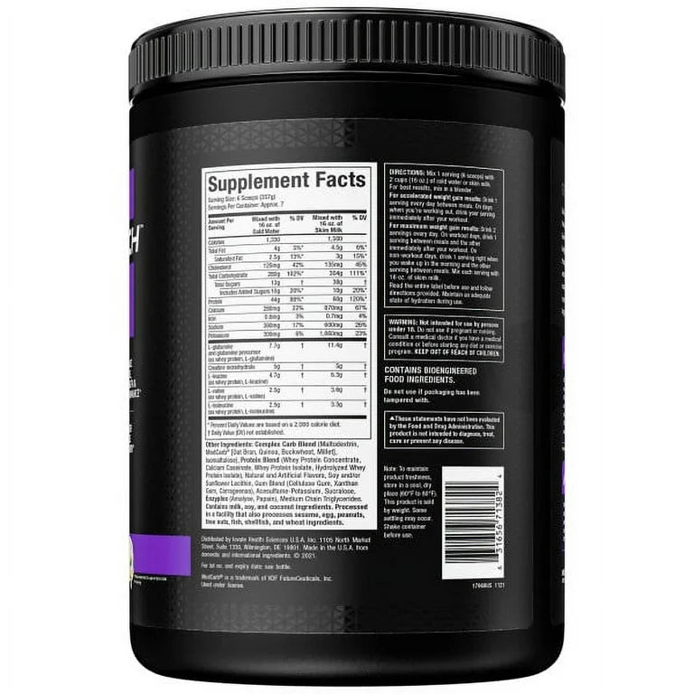 Muscletech Pro Series 100% Mass Gainer High Protein Powder, Vanilla, 60g Protein, 5.15lbs/82.4oz/2.33kg Exp 11/2026 - Ome's Beauty Mart
